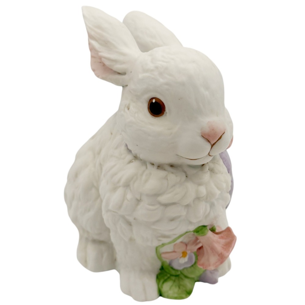VTG Easter Bunny Music Box Enesco Rabbit Figurine Spring Decor Cottagecore Works - Picture 4 of 16